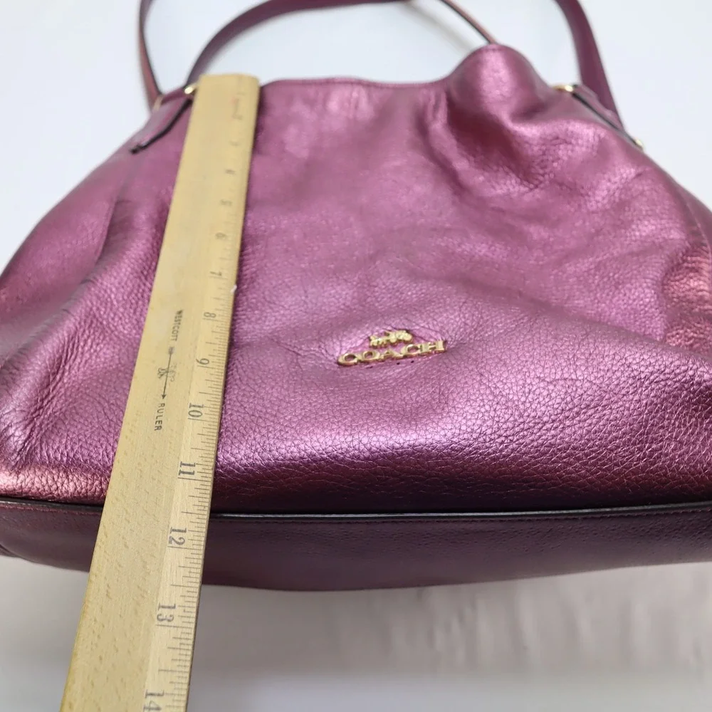 Coach Hallie Pebble‎ Leather Shoulder Bag Metallic Berry F80271 Hobo Redefined